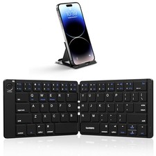 Foldable Bluetooth Keyboard Wireless Slim Stand iOS Android Windows Black