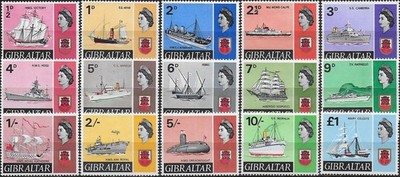 1967-69 Gibraltar Elizabeth II Schiffe 15v. postfrisch SG Nr. 200-213