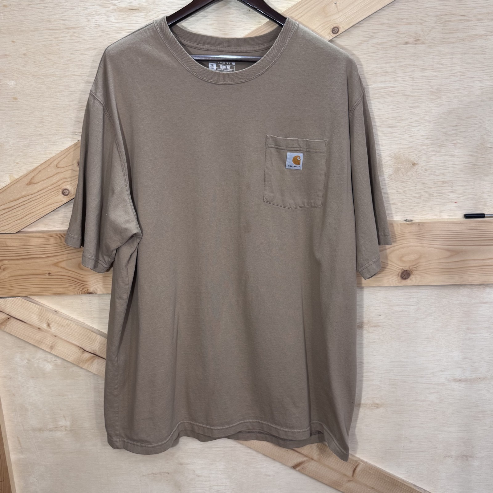 Carhartt Mens 2XL Tall Brown Loose Fit Pocket Work Tee Cotton T-Shirt