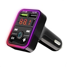 Bluetooth FM Car Charger with LCD Screen, Type C, Wirelessly Stream Calls