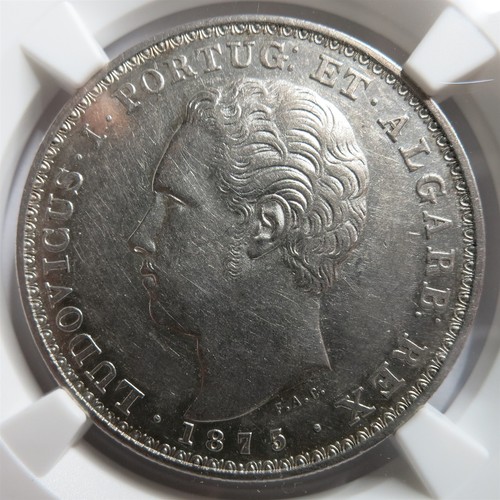 PORTUGAL Kingdom 500 reis 1875 NGC AU 55 About UNC King Luis Silver Scarce - Picture 7 of 8