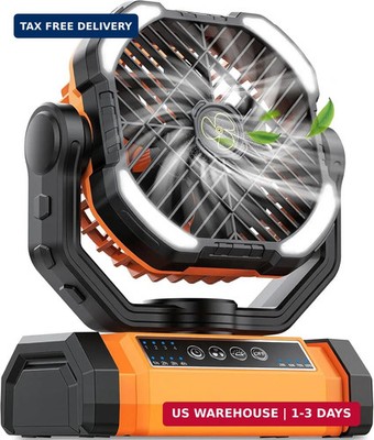 Camping Fan Rechargeable, Large Capacity Battery Powered Fans, 270° Adjustable R