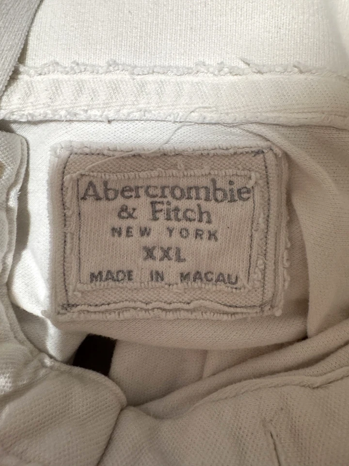 Abercrombie & Fitch Early 2000s White Polo Shirt XXL Made in Macau Y2K - Image 4 of 4
