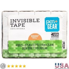 Invisible Tape 3/4in x 1000in 4 Rolls Smooth Unroll Dispensers Office Supply New