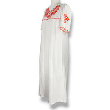 EUC Old Navy Floral Embroidered Flowy Midi Swing Dress Sz. S [4-6] White Lilies