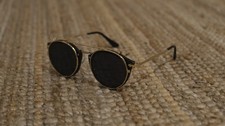 Fashion Steampunk Flip Up Lens Sunglasses Men Women Oval Retro Outdoor Glasses