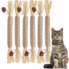 Silvervine Sticks Cats 6 Pcs ,Natural Catnip Sticks,Cats Chew Dental Treat,Cats