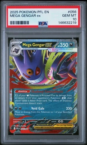 2025 POKEMON PFL EN-PHANTASMAL FLAMES #056 MEGA GENGAR EX PSA 10