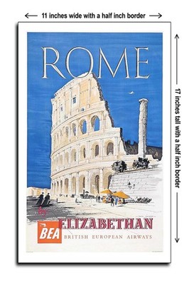 1954 Rome Elizabethan BEA British European Airways - 11x17 Poster
