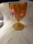 Vintage Marigold Carnival Glass Iridescent Goblet - Star Pattern
