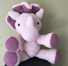 Extra Large Crochet Dinosaur Stuffed Flush Pink