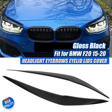 2*Gloss Black For BMW 1 Series F20 F21 Car Headlight Eyebrow Eyelid Cover 15-19