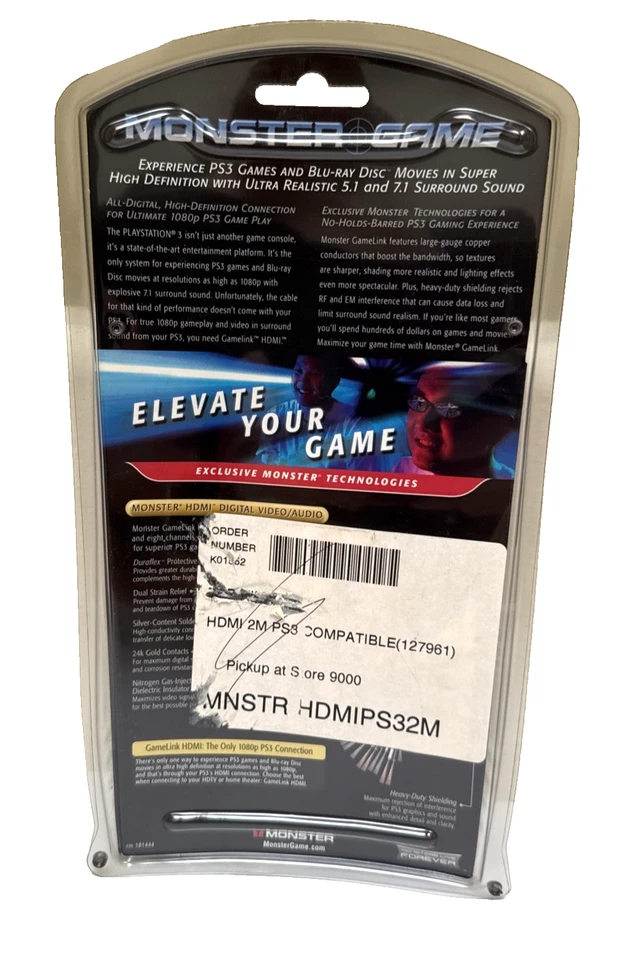 Monster кабель Gamelink HDMI для Playstation 3 - 6,56 футов - ** совершенно новый запечатанный ** - Изображение 4 из 4