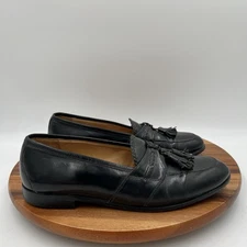 Size 10.5 Johnston & Murphy Mens Cellini Black Leather Tassel Dress Loafer Shoes