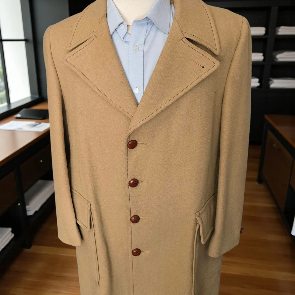 Sobretudo de lã pesada vintage 42r cor camelo década de 1970 Mcgregor lapela larga - Imagem 4 de 4
