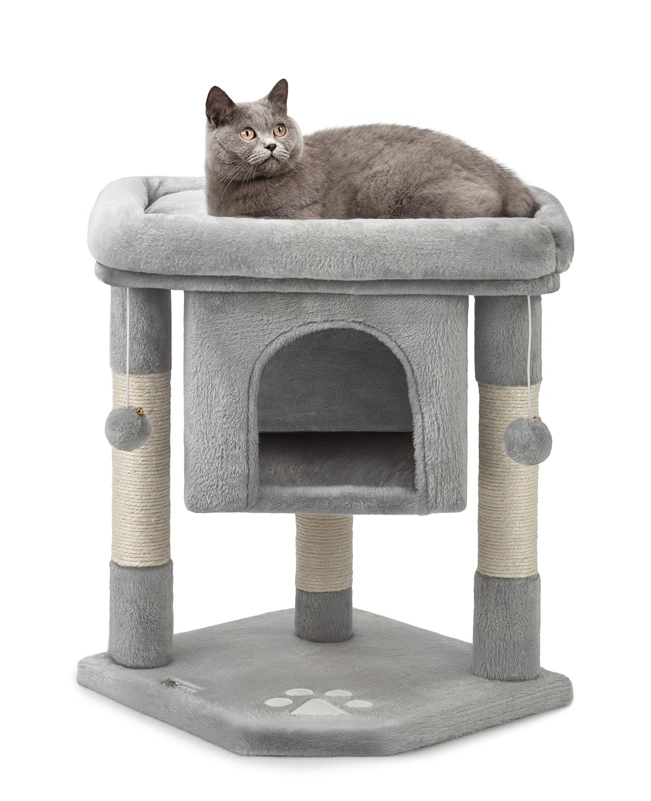 Arbre à chat 60 cm anti-ennui avec balles à grelot pour appartement