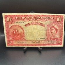 Bahamas Government 10 Shillings ND 1963 Queen Elizabeth II Banknote