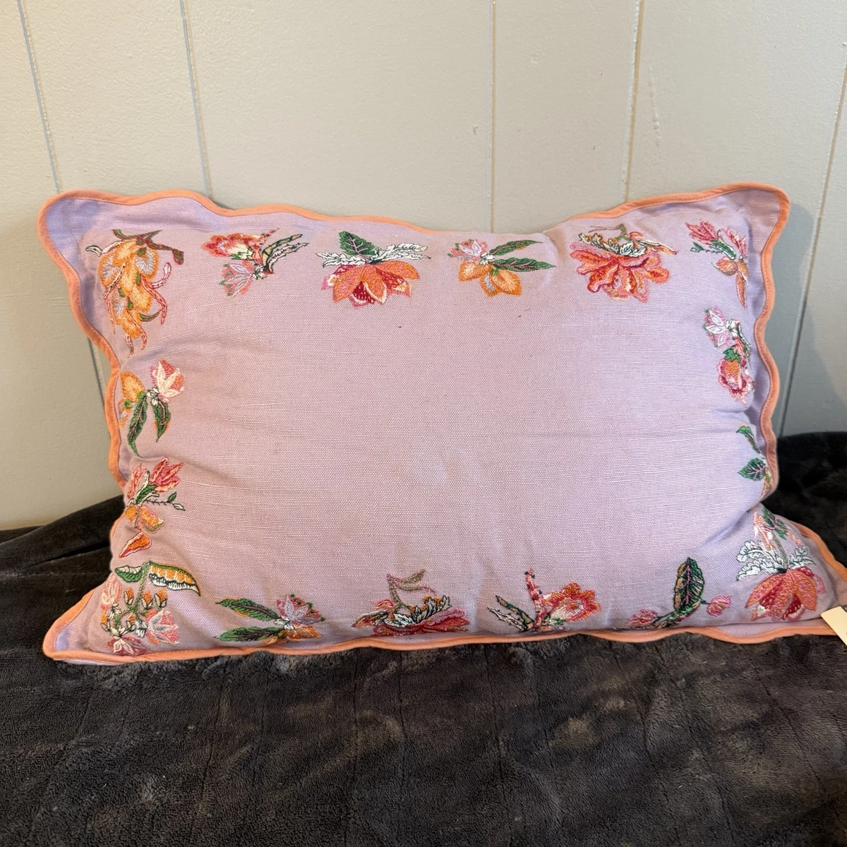 ⭐️新品未使用⭐️Anthropologie 花柄クッション フランス製生地 ROMY 花柄 オリエンタルフラワー クッションカバー