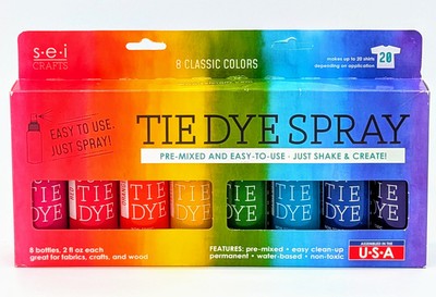 S.E.I. Classic Tie Dye Spray Kit Set (Easy Clean Up) 8 Pre Mixed Colors (NEW)