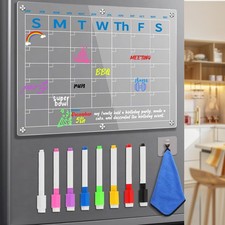 15x11 Inch Magnetic Acrylic Calendar for Fridge Refrigerator Meal Planner