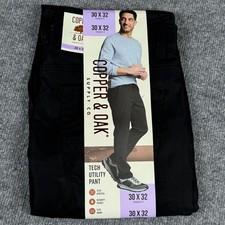 Copper Oak Tech Utility Pants 30x32 Black Straight Fit Stretch New with Tags