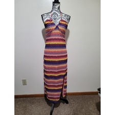 Wild Fable Crochet Maxi Dress Womens Large Multicolor Chevron Halter