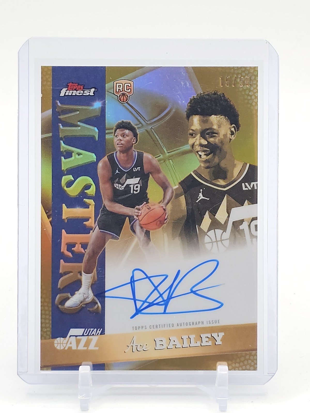 ACE BAILEY 2025-26 FINEST MASTERS AUTO ROOKIE GOLD /50 #MA-AB JAZZ Q6572