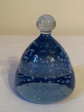 whitefriars wuidart Wealdstone 9065 Paperweight Controlled Bubble Sapphire Blue 