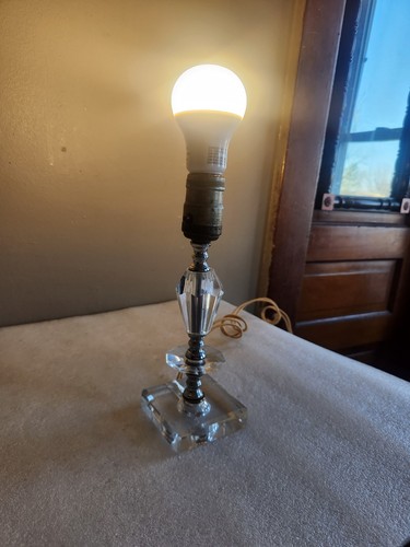 Vintage Mid-Century 50er Jahre geschliffenes gestapeltes Glas Akzent Tischlampe • funktioniert 9" - Bild 7 von 24