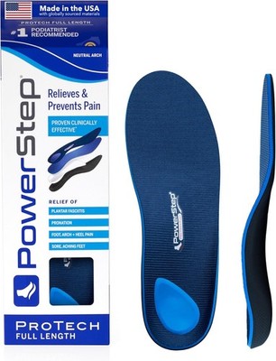 PowerStep ProTech Full Length Size F Men's 9-9.5  Women's 11-11 Orthotic Insoles