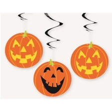 Pumpkin Party Hanging Swirl Decorations Pack of 3
