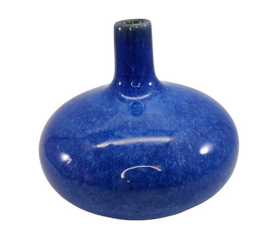 Jarrón Pier 1 Studio Pottery Squat alto brillo esmaltado bulbo azul - Imagen 7 de 12