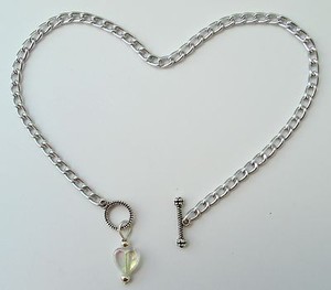 SILVER aluminum chain NICKEL-FREE 10" or custom anklet with AB heart pendant