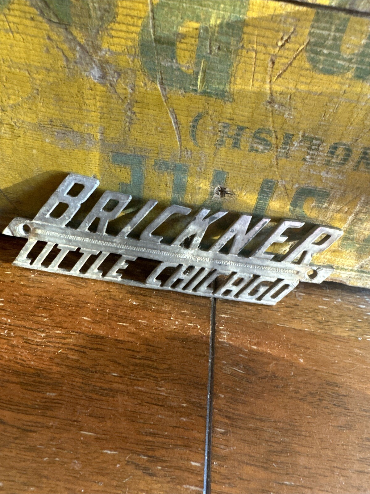Vintage Brickner Little Chicago Marathon Wis Metal Dealer Name Plate