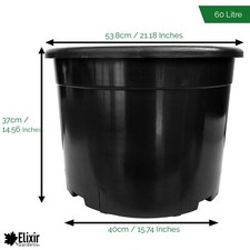 Strong Black Recycled Plastic Garden Plant Pot Flower Pots in Various Sizes