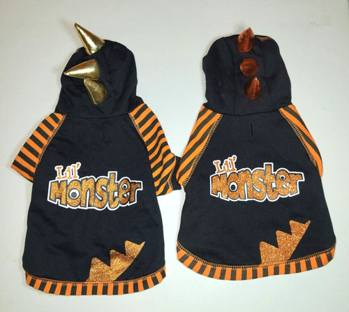 2 Small Lil Monster Dog Hoodie Jacket Coat 1 Gold Spikes  1 Orange Spikes