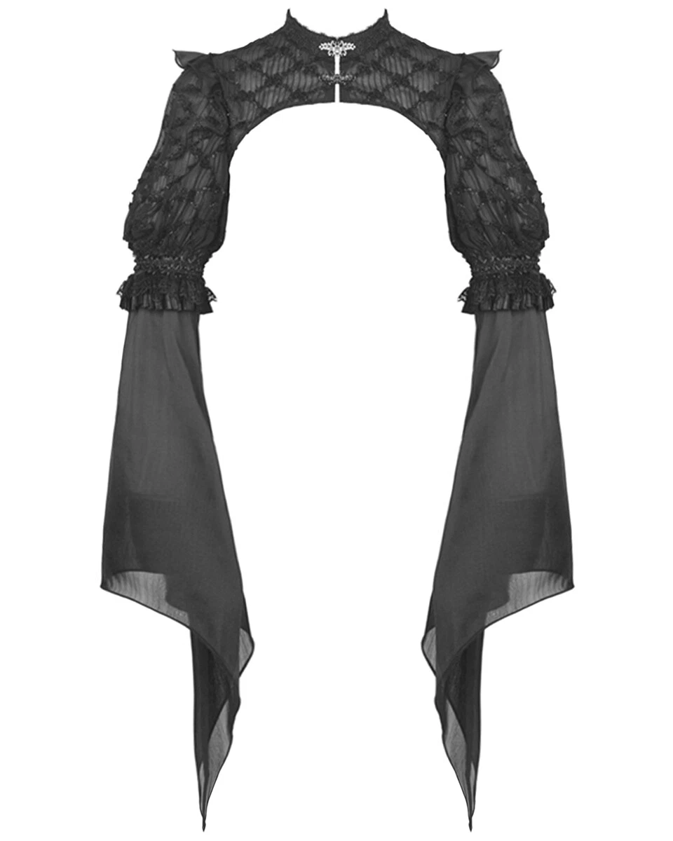 Dark In Love Womens Gothic Bolero Shrug Top Black Silver Chiffon Victorian  Witch | eBay