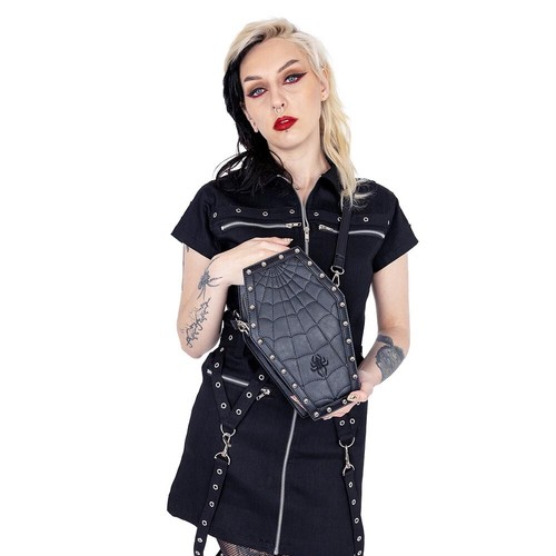 Heartless Web Weaver Vegan Leather Coffin Handbag • Ships in 2-4 Weeks • Gothic - Picture 2 of 5