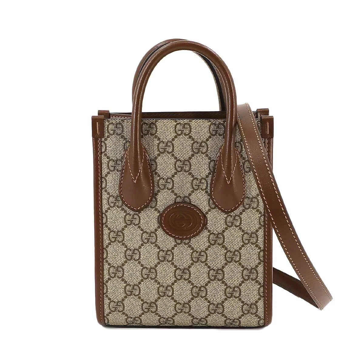 GUCCI Interlocking G Mini sac fourre tout bandoulière GG Supreme toile 671623 90236483