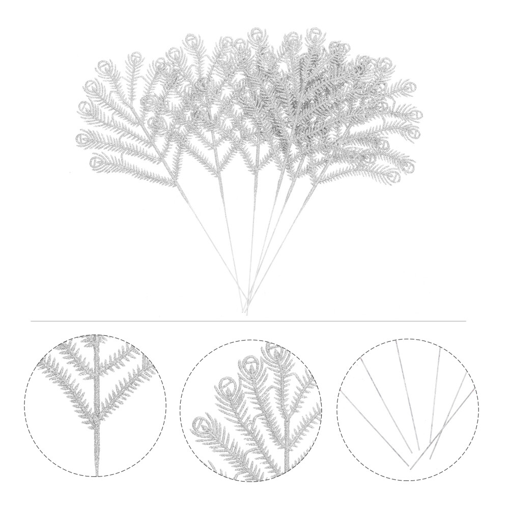 6 Pcs Christmas Tree Picks Xmas Leaves Glitter Hollow Leaf Shape eBay