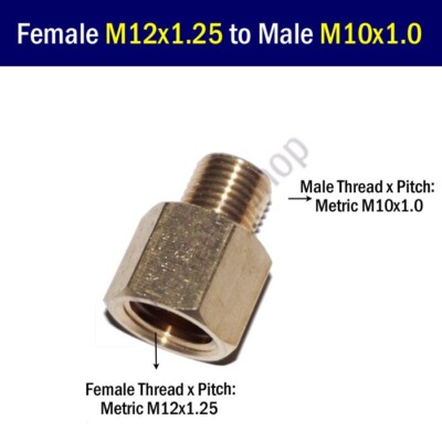 Female M12 M12x1.25 to Male M10 M10x1.0 Thread Fitting Adapter 