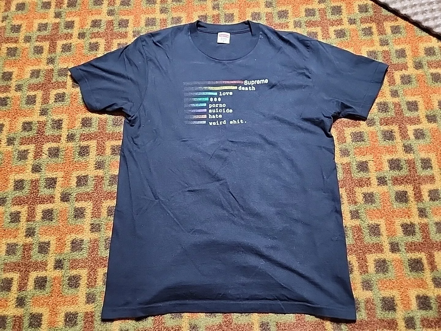 Tee shirt Supreme Chart   Bleu Marine   Homme Moyen   SS18   TRÈS RARE !!