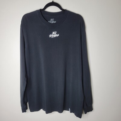 100 Thieves XL Midnight Black Long Sleeve Crewneck Tshirt