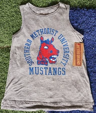 SMU Mustangs Mens Tank Top New NCAA by Blue 84 Light Gray (XS, S, M, L)