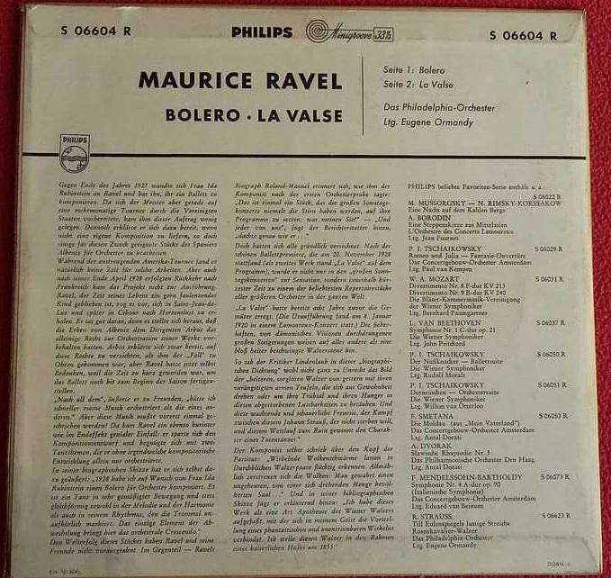 Maurice Ravel / Philadelphia Orchester / Bolero / La Valse 10" EP Vinyl - Bild 2 von 2