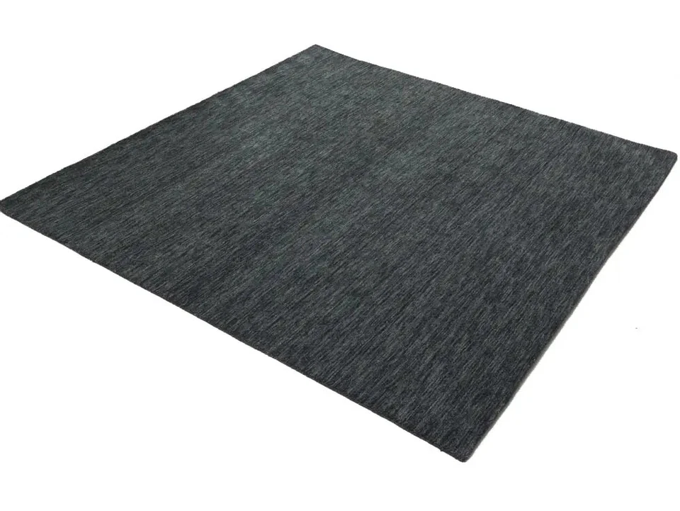 Solid Charcoal Hand-Loomed 6X6 Gabbeh Wool Square Rug Oriental Home Decor - Image 3 of 4