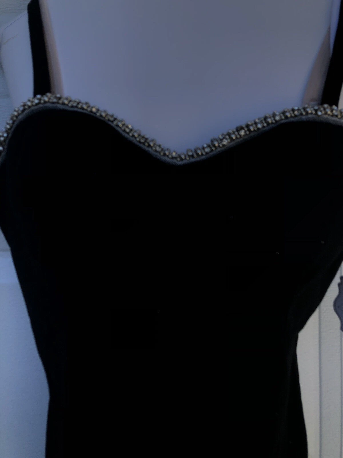 UNDERCOVER AFFARE AUW Secret Charm Mini Abito Nero con Bordo Argento Perline Strass Tg L