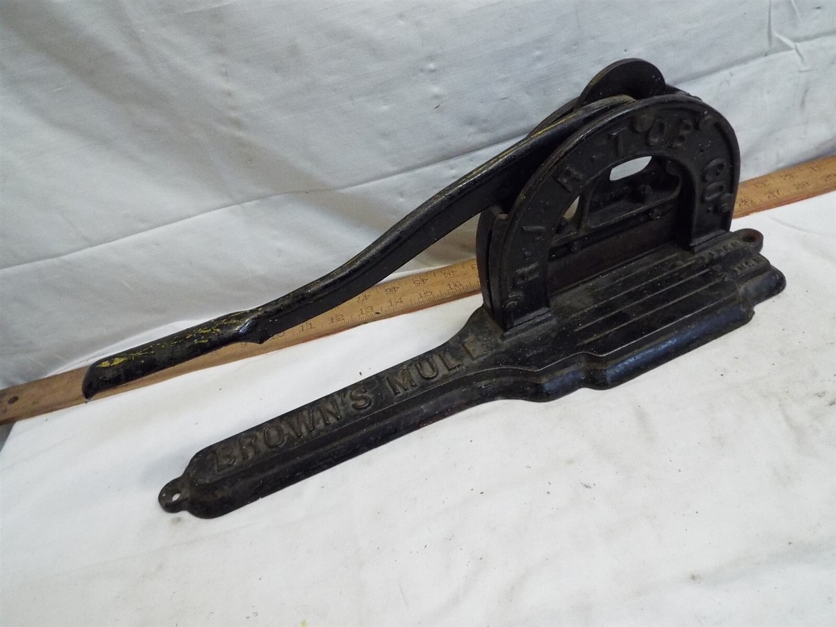 brown's mule plug tobacco Brown Mule R.J Reynolds Tob Co Chewing Tobacco Plug Cast Iron Cutter Chopper