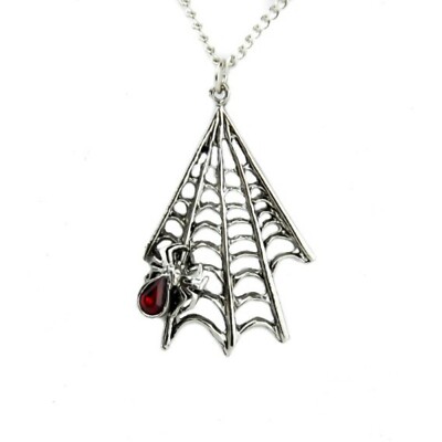 Hanging Spider Web Necklace Pendant Goth Punk Emo Metal Grunge Halloween Witchy