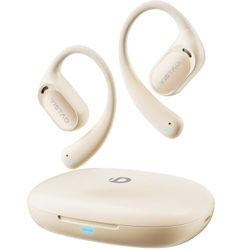 Open Ear Headphones, 35 Hours Playtime True Wireless Open Ear Earbuds Beige-image